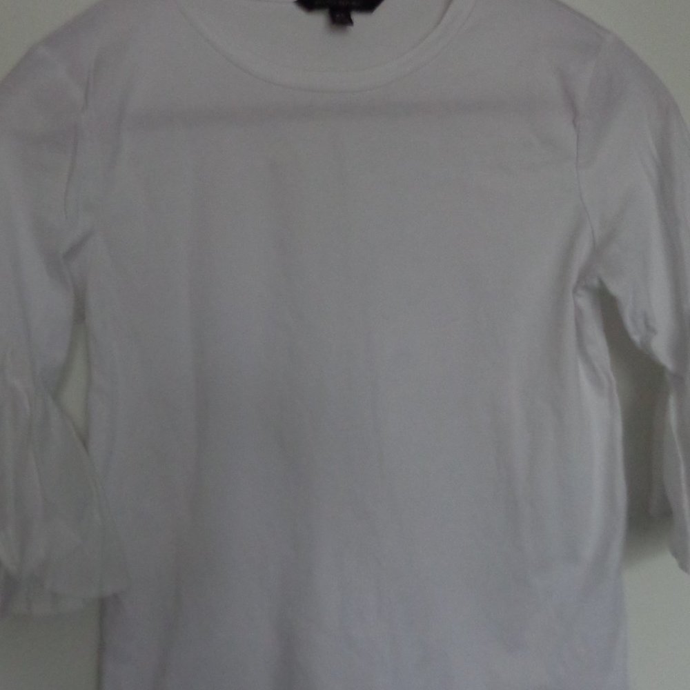 Banana Republic Womens T-Shirt Top White Short Sleeves Layered Ruffle Blouse XS
